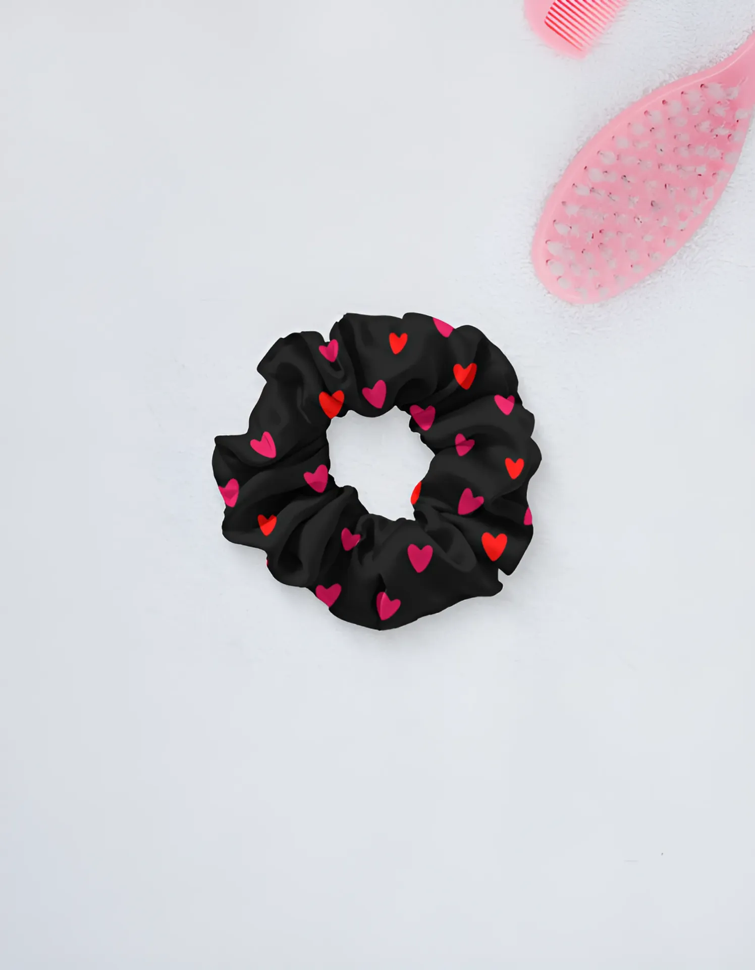 Pink And Red Heart Scrunchies