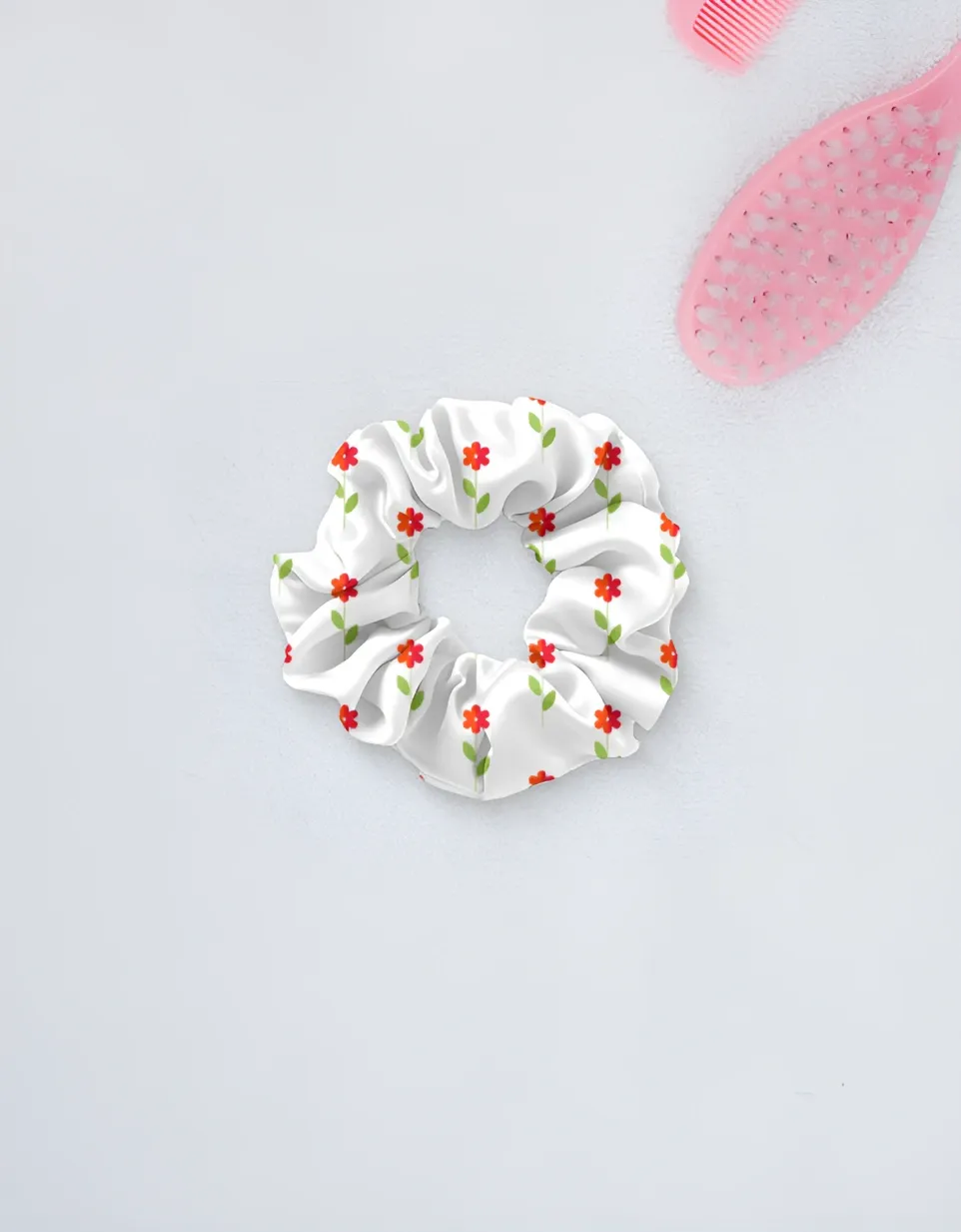 Red Floral Scrunchie