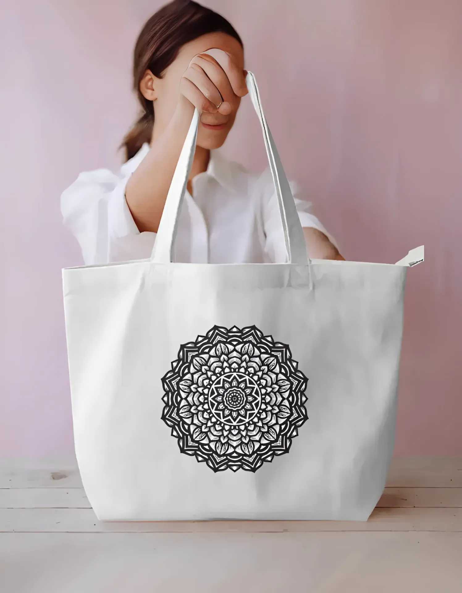 Black Pattern Large Tote bag