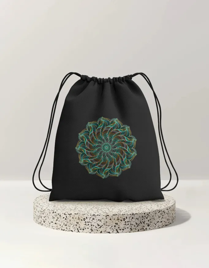 White Pattern Drawstring Bag